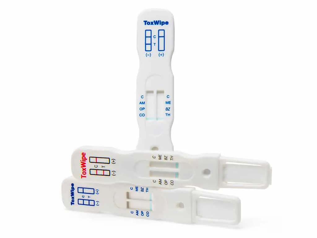 Three pieces of ToxWipe 7 Saliva Drug Test Kit