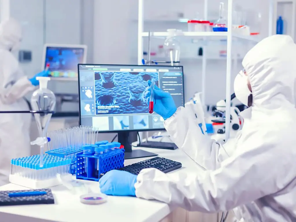 A medical professional conducting a laboratory drug test