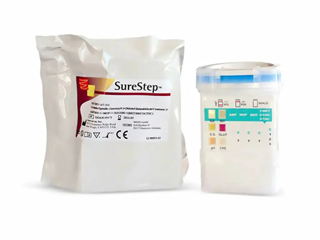 A SureStep urine test kit and its packaging